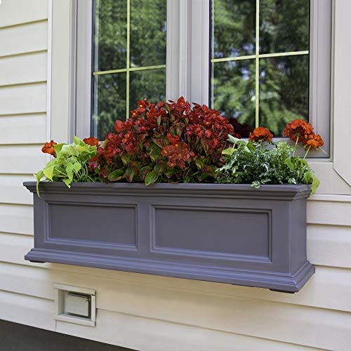 Mayne Fairfield 36in Self-Watering Rectangular Window Box Planter, Gray - color: Graphite Grey, size: 36in