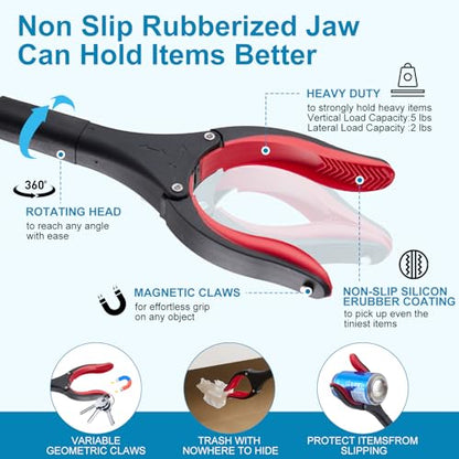 Grabber Tool with 360° Rotating Head - 44-inch Foldable Pickup Wand Fits, Purposes, Wheelchair Accessible Tool and Handheld Grabber, Trash Picker Tool, Cushioned Heavy Duty Grabber