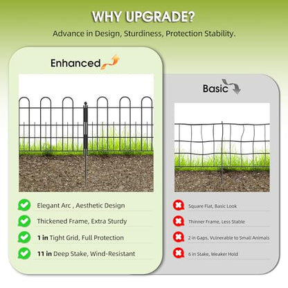 Bepatio Garden Fence Border, 10 Panels 16.4ft 11.8"H Metal Landscape Edging - size: 10 Panels 11.8in(H)x16.4ft(L)