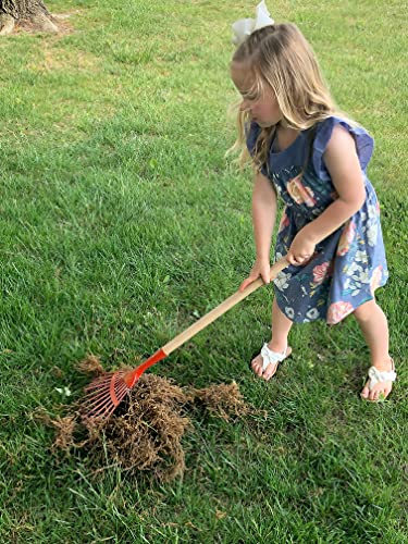 Eurogarden Kids Leaf Rake – Lightweight 36″ Garden Rake with Heavy Steel Head & Wooden Handle | Ideal for Children & Small-Scale Gardening - style: Leaf Rake