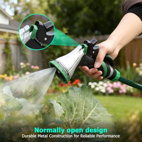 QUOBAS Metal Garden Hose Nozzle, Heavy Duty Water Hose Sprayer, Leak Proof - color: Green