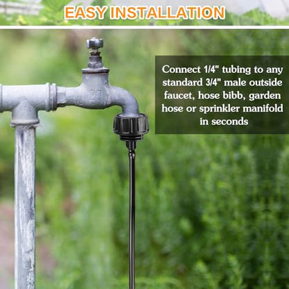 Gardrip 3/4 Inch Female Pipe Thread to 1/4 Inch Drip Irrigation Tubing Adapter: 6 Pieces 1/4 In. Barbed Drip Line x 3/4 In. Faucet PVC Adapter Connect 3/4" FHT Faucet - color: 3/4" to 1/4" Faucet Adapter-6P