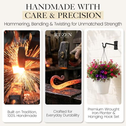 RTZEN Plant Hangers Outdoor or Indoor Heavy Duty Wall Bracket Hooks - size: 7.5 Inch, style: Shepherds Hooks