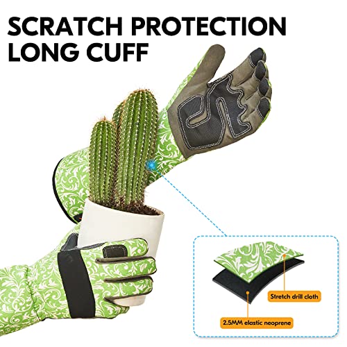Vgo... 1 Pair Gardening Gloves Ladies,Safety Work Gloves,Long Sleeves Gauntlet,Puncture Proof,Touchscreen(Size S,Green,AL6608-FM) - color: 1 Pair - Green, size: Women's Small
