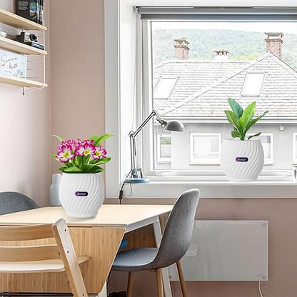Self Watering Planters 7 Inch Self Watering Pots for Indoor Plants, African Violet Pots with Wick Rope, Flowers, Succulents, Herb, House Plants - color: Green