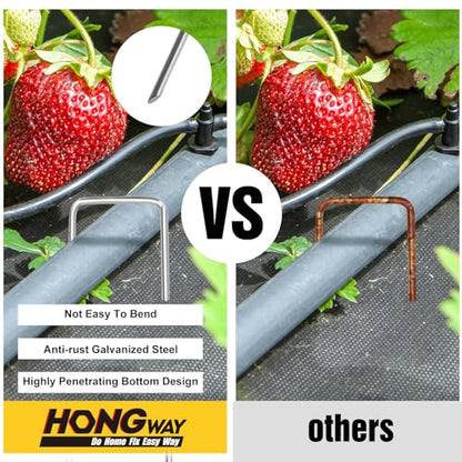 HongWay 500 Pack Landscape Staples 4 Inch, Galvanized Garden Stakes - size: 4 Inch, 500pcs
