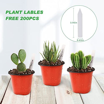 TDHDIKE 4" Small Plastic Plant Pots with 200 Red Seed Starting Pots for Indoor and Outdoor Planting - size: 4inch200