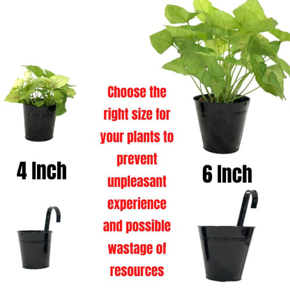 LaLaGreen Outdoor Rail Planter (6 in, 12 Pack) Black Metal Iron Fence Pots - size: 6" x 12 Pack (Black)