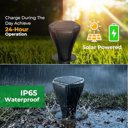 Solar Powered Mole Repellent for Lawns, 8 Pack Ultrasonic Vole Repeller Outdoor, IP 65 Waterproof Outdoor Ultrasonic Mole Deterrent Get Rid of Gopher Vole Skunk Groundhog in Garden Yard