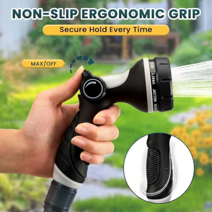 Garden Hose Nozzle,Water Hose Sprayer Thumb Control with 10 Spray Patterns - color: Black