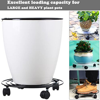 5 Packs Metal Plant Caddy with Locking Wheels 11.8 Inches Heavy-duty Wrought Iron Rolling Plant Stands with Casters Plant Dolly Plant Roller Base for Indoor and Outdoor Plant Pot Movers Saucers White - color: White