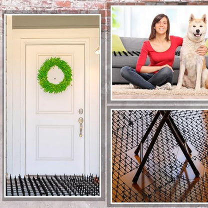 Abbylike 3 Pack 6.5 ft Cat Repellent Mat with Soft Spikes, Black - color: Black