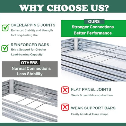 Galvanized Raised Garden Bed 8x4x1ft 3-Pack - size: 8x4x1ft (3 pcs)