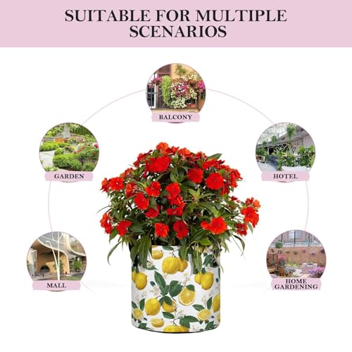 5 Gallon Grow Bags 1 Pack Plant Fabric Pots Flower Nursery Garden Vegetable Small Plant Pot 12.6 x 9.8 in Large Indoor Planter with Handles Lemon Branch Flower - color: Lemon Branch Flower, size: M12.6x9.8in