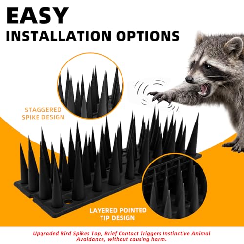 Bird Spikes, 6 Pack, 8.4 FT Total Coverage, Outdoor Bird Deterrent, Black - color: Black, size: 6 pack