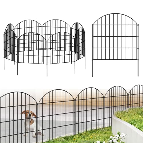Metal Garden Fence 28 in x 18.7 ft, Dog Fence Outdoor for Yard - size: 28″Hx18.7ft (8 panels)
