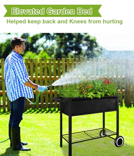 Raised Garden Bed with Legs Outdoor Elevated Planter Box with Wheel