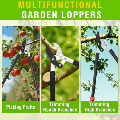 Yesker 29.5" Loppers Heavy Duty Tree Trimmer Sharp Anvil Blade Bypass Loppers up to 1.6 Inch Dia Cut Capacity Compound Action System Limb Branch Cutter Ideal for Tree Trimming Garden Maintenance - size: 29.5" Loppers