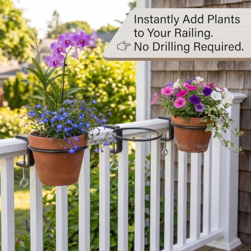 Chumia 3 Pack 4 Inch Railing Plant Holder Flower Pot Holder Ring - size: 4 Inch