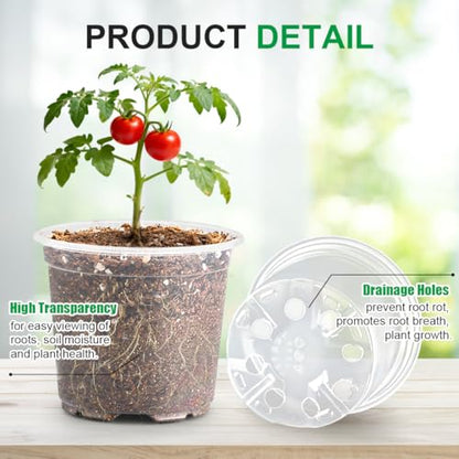 RooTrimmer 200 Pack 4 Inch Clear Plant pots with Drainage Holes, Transparent Nursery Seeding Pots, Flexile Seeds Starter Pots, Seeds Germination (4Inch,200P,Clear) - size: 4 Inch 200P