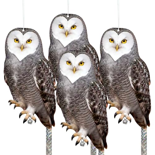 Owls to Keep Birds Away: 4Pcs Fake Owl with Reflective Tape for Orchard Garden Patio Pool, Reflective Hanging Decoration to Keep Birds Pigeon from Windows Tree Vineyard - color: Heart-4pcs