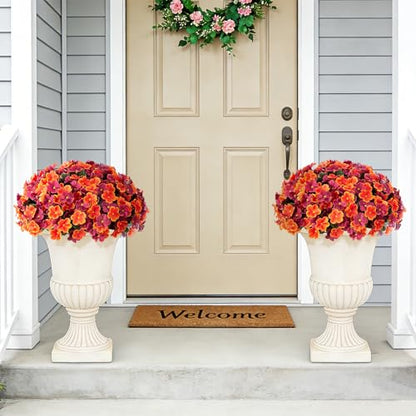 Artificial Fall Hanging Flowers with Basket for Outdoor UV Resistant - color: A-orange Brown