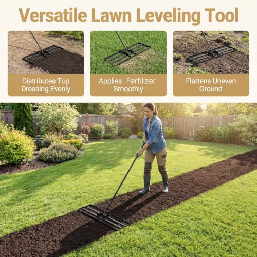 COSTWAY 30x10 Inch Lawn Leveling Rake (Black, 30"x10") - color: Black