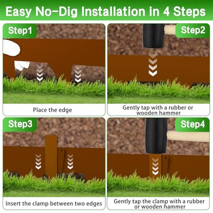 33ft Corten Steel Landscape Edging No Dig Metal Garden Border