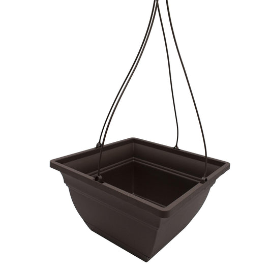 The HC Companies Eclipse Square Hanging Planter for Indoor Plants - Contemporary Hanging Plant Pot w/Attached Saucer - Lightweight & UV-Resistant Hanging Plant Holder (12" Chocolate, Pack of 2) - color: Chocolate, size: 12" (Pack of 2)