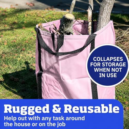 DURASACK Heavy Duty Home and Yard Bags 48-Gallon Reusable Self-Standing Lawn and Leaf Bags Garbage Can with Reinforced Handles, Lilac, 3 Pack - color: Lilac
