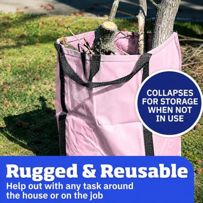 DURASACK Heavy Duty Home and Yard Bags 48-Gallon Reusable Self-Standing Lawn and Leaf Bags Garbage Can with Reinforced Handles, Lilac, 3 Pack - color: Lilac