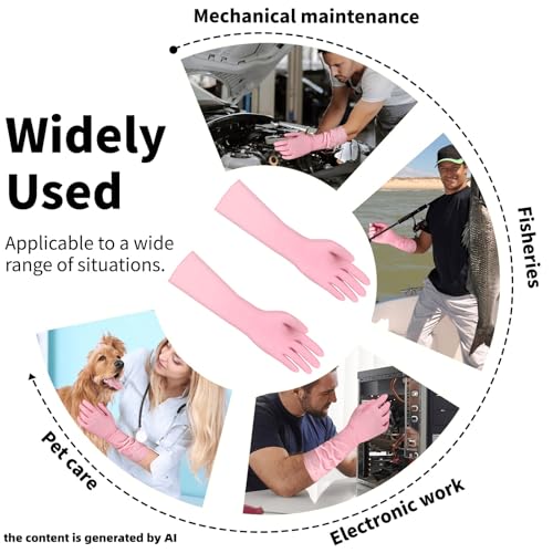 Long Sleeve 15inch Durable Nitrile Disposable Gloves Blue 30PCS - color: Pink, size: Large
