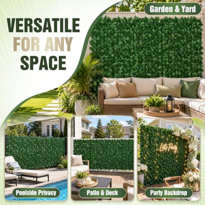 KASZOO 100x40 in Artificial Ivy Privacy Fence Screen, Outdoor Decorative Fence Panels, Faux Greenery Backdrop, Ivy Leaf Privacy Fence, Green, Plastic & Polyethylene, Garden Style - size: 100x40in