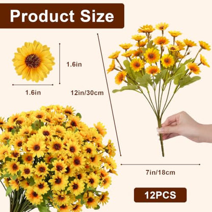Fake Mums Artificial Fall Flowers for Outdoors Silk Daisy Bulk - color: Yellow