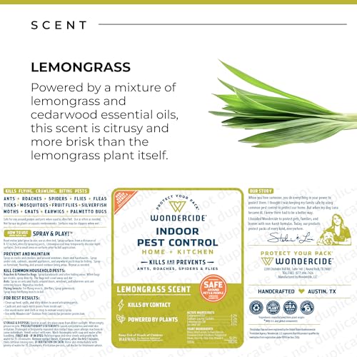 Wondercide - Indoor Pest Control Spray for Home & Kitchen Lemongrass 128 oz - size: 128 Fl Oz (Pack of 1)