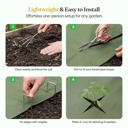 Grenebo 5.3FTx100FT Non-Woven Weed Barrier Landscape Fabric - size: 5.3FT×100FT