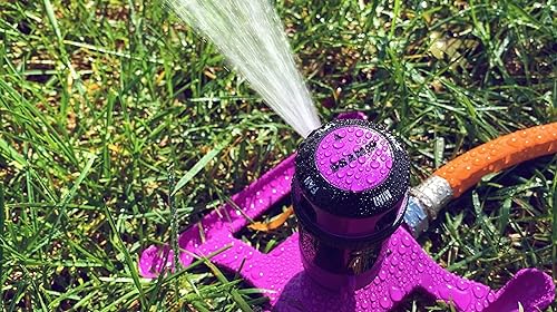 Dramm ColorStorm Gear Drive Sprinkler on Heavy Duty,Durable Metal Base, 4 Patterns, Ideal for Small, Medium & Large Areas with Pass Through Feature, Berry, 40 Foot Diameter - color: Berry, style: Gear Drive Sprinkler