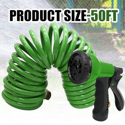 50ft Garden Hose, EVA Curly Water Retractable - color: Green, size: 50FT