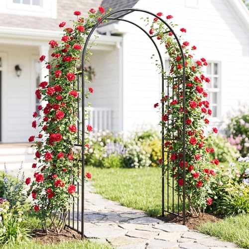 Giantex 86'' Metal Garden Arch, Outdoor Arbor Trellis with 8 Ground Stakes - size: 1 Pack