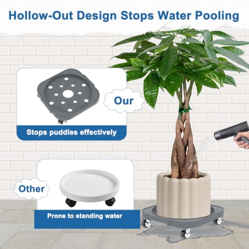 2 Pack 11'' Heavy Duty Rolling Plant Caddy with Wheels, Dark Grey - color: Dark Grey