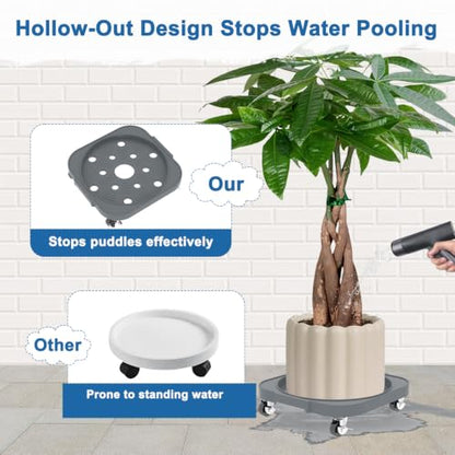 2 Pack 11'' Heavy Duty Rolling Plant Caddy with Wheels, Dark Grey - color: Dark Grey