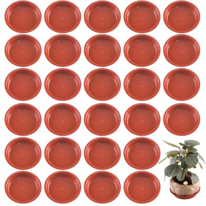 30 Pack Plant Saucer 5 Inches Plastic Drip Trays to Catch Water, Red - color: Red, size: 5 inch