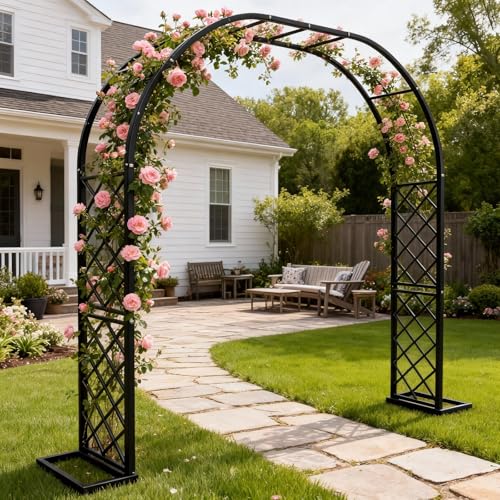 Heavy Duty Garden Arch Trellis, 110.2 x 89.7in Galvanized Steel Arbor