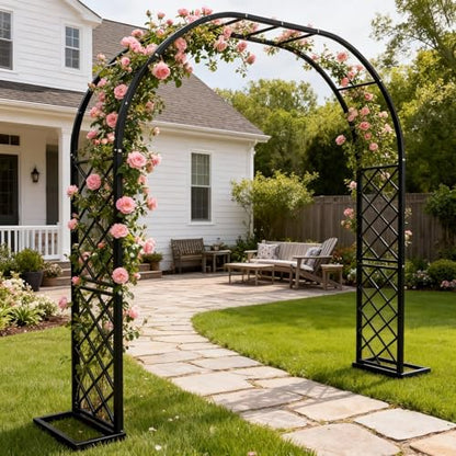 Heavy Duty Garden Arch Trellis, 110.2 x 89.7in Galvanized Steel Arbor