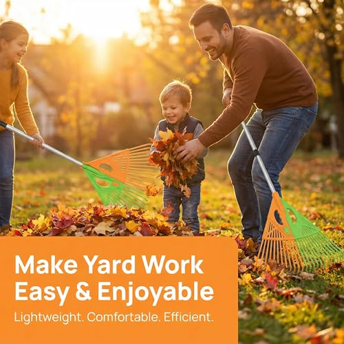 Extendable Long-Handle Leaf Grabber Rake Broom for Leaves Grass and Yard Debris Perfect for Garden Cleanup Outdoor Maintenance