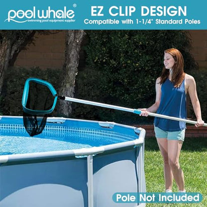 17.5" Aluminum Frame Pool Skimmer Rake Net, Deep Nylon Bag (No Pole) - size: Aluminum Frame Nylon Rake