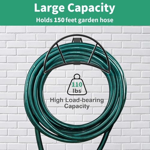 TomCare Garden Hose Holder Wall Mount, 150FT Capacity Water Hose Hanger - color: Black, size: Standard