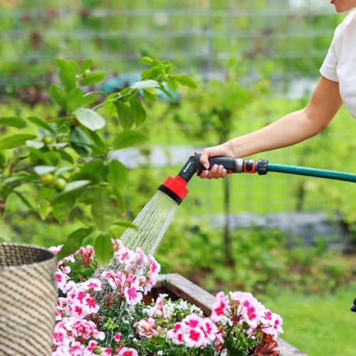 HANABASS 400 Mesh Hose End Sprayer Nozzle (3-Pack), Plastic Water Nozzles for Garden Hose, Soft Shower Head for Watering Delicate Seedlings, Flowers, Vegetables, Potted Plants, Red