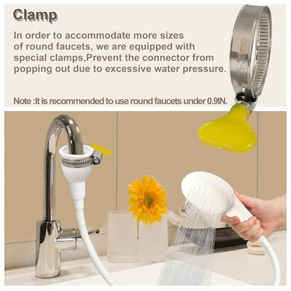 Portable Shampoo Sink Spray Hose, Faucet Attachment with Nozzle for Hair Washing, Baby & Pet Bathing, Vegetable Rinsing, White (White, 5M/16.4FT) - size: 5M/16.4FT