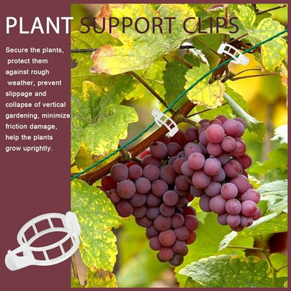 FANDAMEI 300 PCS Plant Support Clips, Plastic Garden Plant Ties, Tomato Clips Trellis for Tomato Cucumber Flower Squash Vine, 1” Inner Diameter for Climbing Plants
